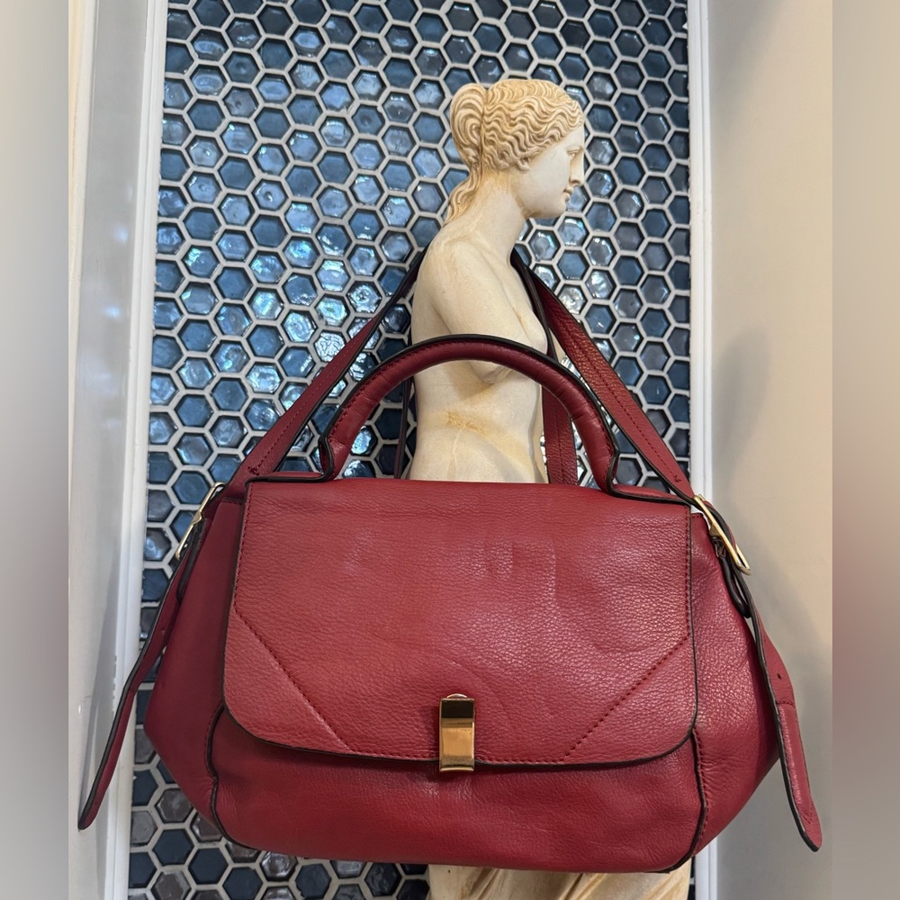 IIIBeCa By Joy Gryson Leather Satchel Hook and Eye Crossbody Tote Bag
